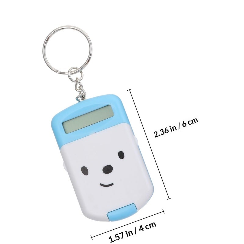 2Pcs Mini Pocket Calculator Cute Blue Cartoon Design Portable for Students School Office - Image 3