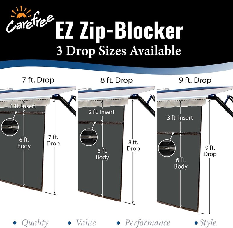 Carefree 15' x 7' Drop RV Awning EZ ZipBlocker - Image 3