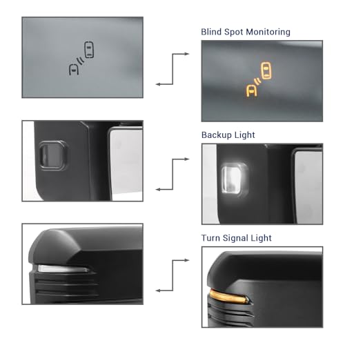 Sanooer Towing Mirror Compatible with 2022-2025 Tundra with Blind Spot Monitoring Power Adjusted Heated Glass Turn Signal Backup Lamp Manual Telescoping & Folding Pair - Image 3