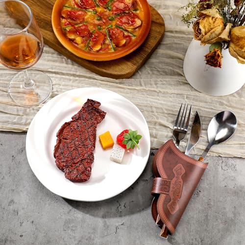 Newtay Cowboy Holster Silverware Holders Cardstock Western Party Tableware Supplies Cutlery Sleeve Knife and Fork Holder Vintage Utensil Holders for Western Rodeo Party Favors(36 Pcs) - Image 5