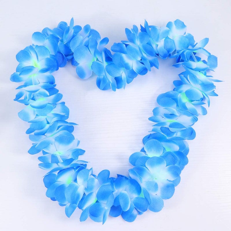 comfrt 1 Set 4pcs Sky-Blue Hawaiian Floral Garland Hawaiian Bright Color Hawaiian Leis Necklace Party Fancy Accessaries (Sky-Blue) - Image 5