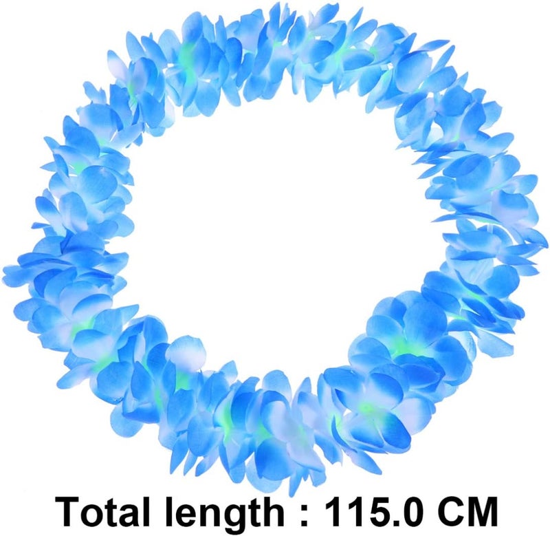 comfrt 1 Set 4pcs Sky-Blue Hawaiian Floral Garland Hawaiian Bright Color Hawaiian Leis Necklace Party Fancy Accessaries (Sky-Blue) - Image 4