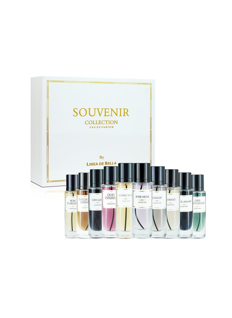 Linea De Bella Souvenir Collection Perfume Gift Set EDP 10 x 30ML | Luxury Long Lasting Perfume for Men & Women