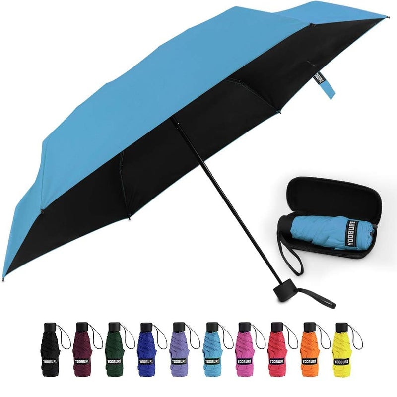 Yoobure Small Mini Umbrella with Case Light Compact Design Perfect for Travel Lightweight Portable Parasol Outdoor Sun&Rain Umbrellas - Image 1