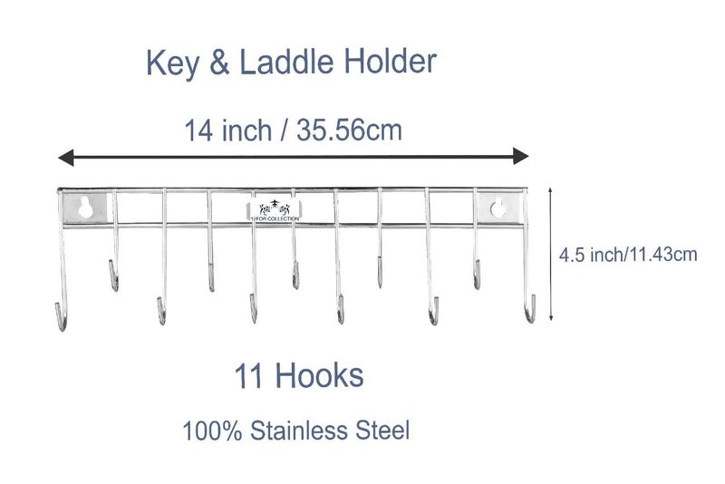 CR18 COLLECTION Stainless Steel Hook Hanger Rail/Towel Rod/Hook Rail for Bathroom and Kitchen Pack of-2 (Silver) - Image 4