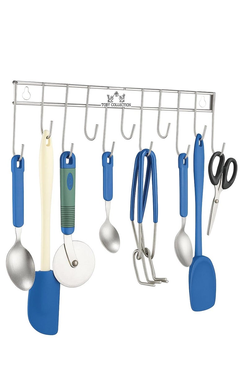 CR18 COLLECTION Stainless Steel Hook Hanger Rail/Towel Rod/Hook Rail for Bathroom and Kitchen Pack of-2 (Silver) - Image 2