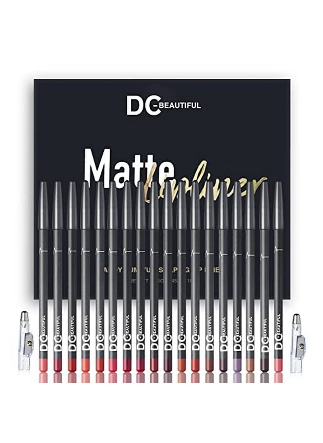 DC-BEAUTIFUL 18 Colors Lip Liners Pencil Set With 2 Pencil Sharpeners Premium Waterproof Smooth Lip Pencils Long Lasting Matte Makeup Lipliners  - Image 1