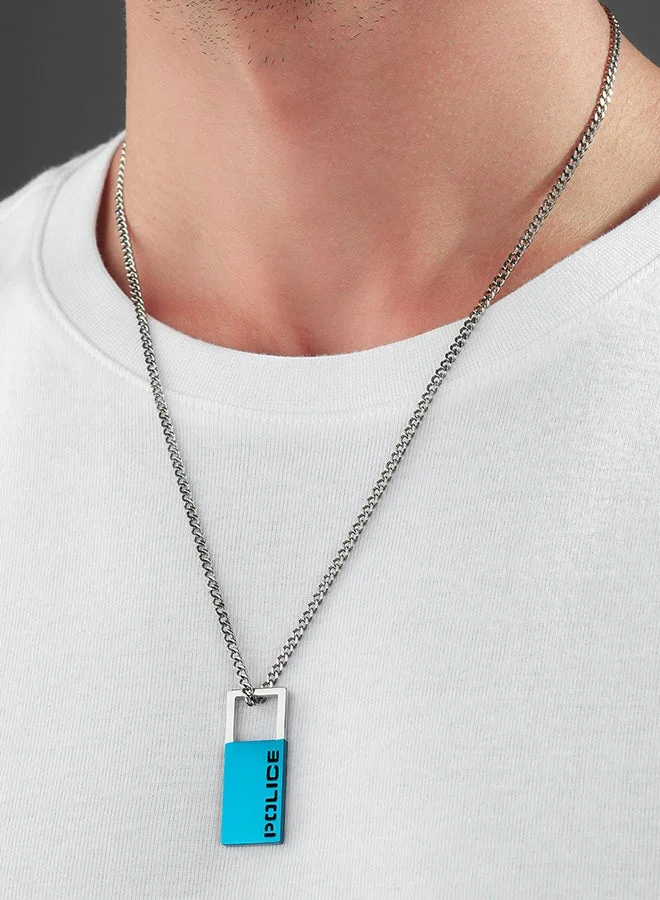 بوليس Hooked Stainless Steel Gents Necklace And Blue Cut Out PatternPEAGN0032902
