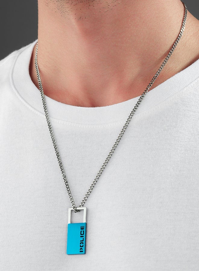 POLICE Hooked Stainless Steel Gents Necklace And Blue Cut Out PatternPEAGN0032902 - Image 1