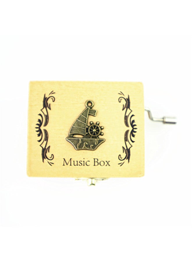 Vintage Small Patch Music Box Metal Wooden Hand Music Box Cute Gift Student Gift Wholesale-Color:Sailboat  - Image 1