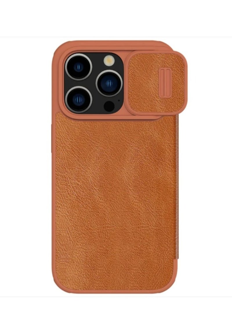 Nillkin For iPhone 15 Pro Max NILLKIN Flip QIN Series Pro Sliding Camera Cover Design Leather Phone Case(Brown) - Image 2