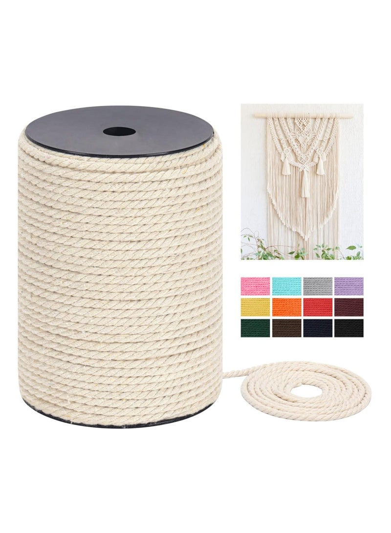 Y&D Cotton Macrame Cord 3 Strands Cords Colored Rope Craft Twisted for DIY Crafts Knitting Plant Hangers Wedding Décor 5mm x 109Yards - Image 1