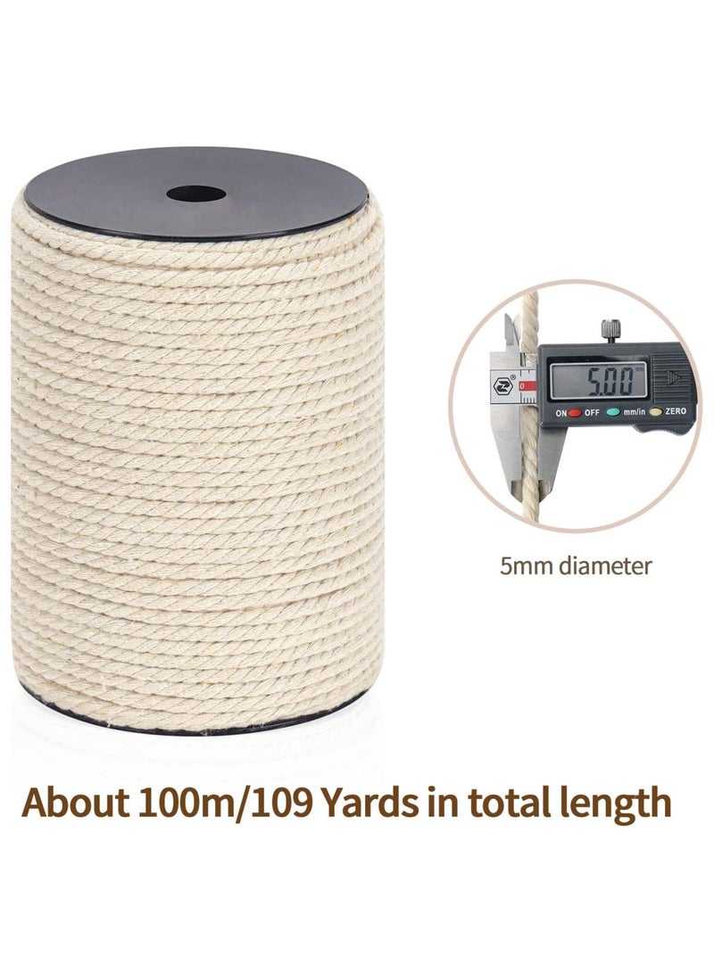 Y&D Cotton Macrame Cord 3 Strands Cords Colored Rope Craft Twisted for DIY Crafts Knitting Plant Hangers Wedding Décor 5mm x 109Yards - Image 4