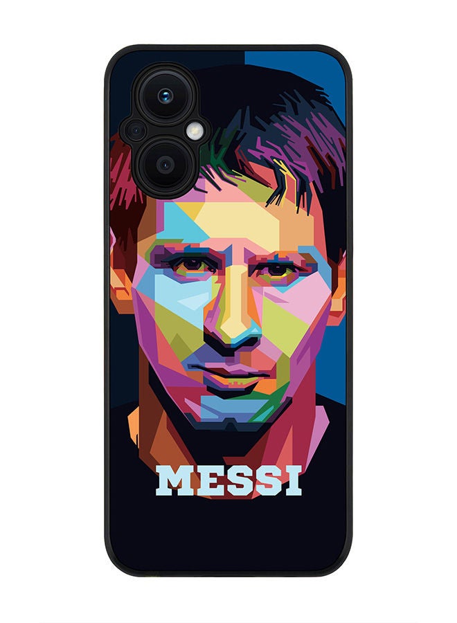 Stylizedd Rugged Black edge case for Oppo Reno7 Z  Slim fit Soft Case Flexible Rubber Edges Anti Drop TPU Gel Thin Cover - Poly Messi - Image 1