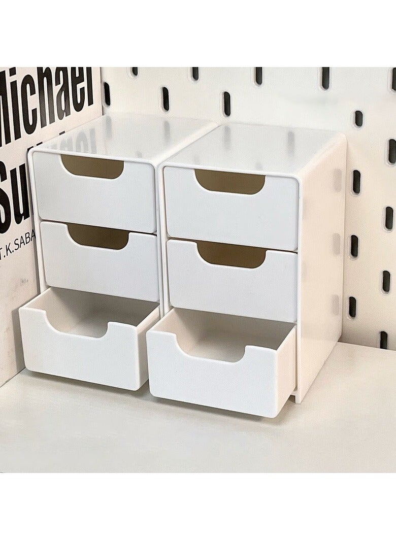 Hanayo 3 Tier Drawer Organizer Storage Boxes Drawer Bins Desktop Small things Organizer Storage Bins for Versatile Use Home Organization and Storage(White) - Image 2