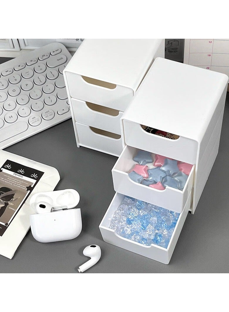 Hanayo 3 Tier Drawer Organizer Storage Boxes Drawer Bins Desktop Small things Organizer Storage Bins for Versatile Use Home Organization and Storage(White) - Image 3