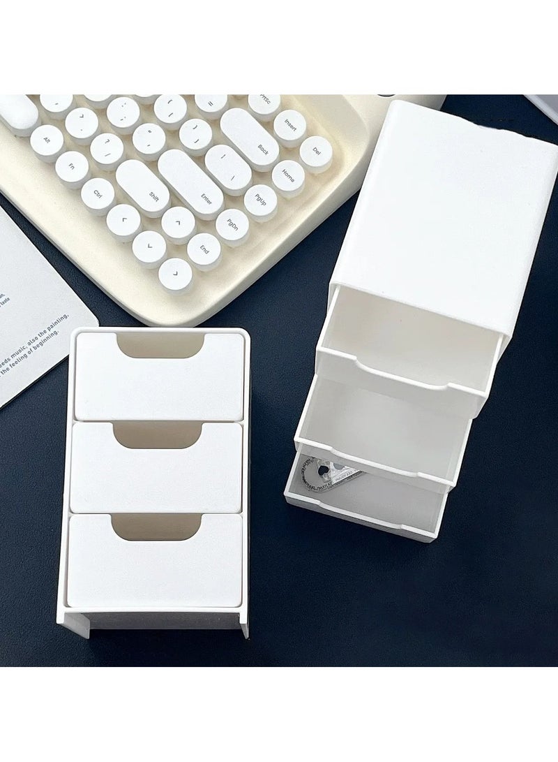 Hanayo 3 Tier Drawer Organizer Storage Boxes Drawer Bins Desktop Small things Organizer Storage Bins for Versatile Use Home Organization and Storage(White) - Image 4