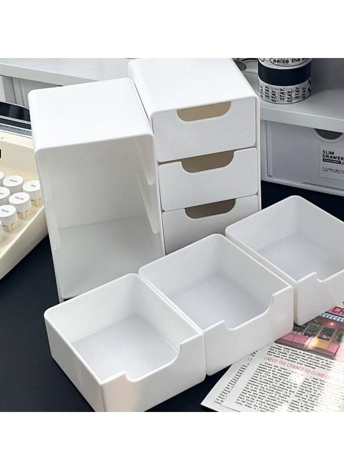 Hanayo 3 Tier Drawer Organizer Storage Boxes Drawer Bins Desktop Small things Organizer Storage Bins for Versatile Use Home Organization and Storage(White) - Image 5