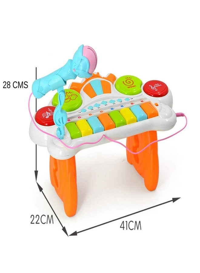 VikriDA 2 in 1 Kids Drum Set and Piano Toy with AUX Capability, Musical Instruments Playset Flash Light Toy with Adjustable Microphone, Toys for Boys and Girls - Image 4