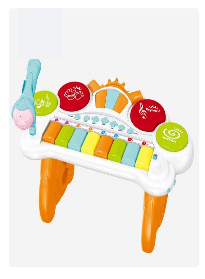 VikriDA 2 in 1 Kids Drum Set and Piano Toy with AUX Capability, Musical Instruments Playset Flash Light Toy with Adjustable Microphone, Toys for Boys and Girls - Image 2
