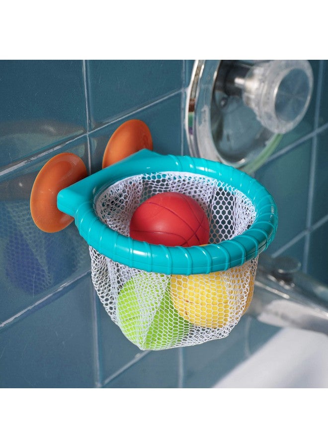 Edushape طقم ألعاب الحمام لكرة السلة من إديوشيب - 3 كرات ملونة وشبكة قادرة على التقاط الكرات، لعبة رمي في حوض الاستحمام مع كوب شفط قوي - Image 1
