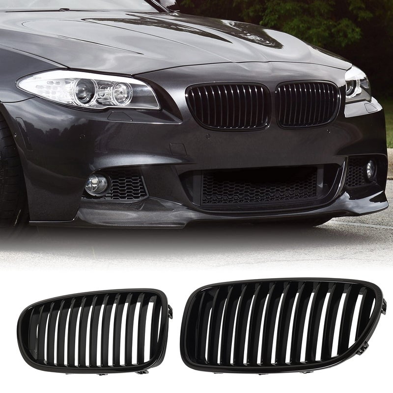BILLDIO F10 Grille  Black Kidney Single slats Grill Compatible With BMW 20102017 5 Series F10 F11 F18 Sedan 520i 528i 535d 535i 550i 520iABS Gloss Black Kidney Grill