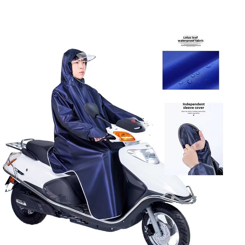 Dual Adult Poncho with Sleeves Multifunctional Full-Body Raincoat for Cycling Navy
