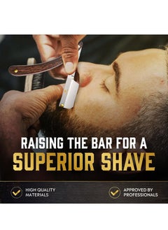 GUTCHE GUTCHE Razor Set with 10 Stainless Steel Blades, Professional Hairdressing Razor, Premium Men's Single Blade Razor, Beard Trimmer with Leather Pouch  - Image 3