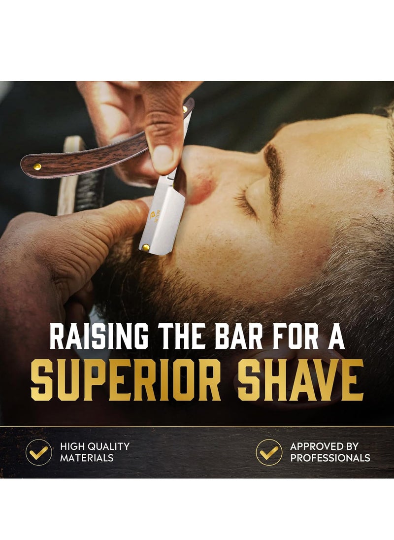 GUTCHE GUTCHE Razor Set with 10 Stainless Steel Blades, Professional Hairdressing Razor, Premium Men's Single Blade Razor, Beard Trimmer with Leather Pouch  - Image 3