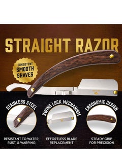 GUTCHE GUTCHE Razor Set with 10 Stainless Steel Blades, Professional Hairdressing Razor, Premium Men's Single Blade Razor, Beard Trimmer with Leather Pouch  - Image 4