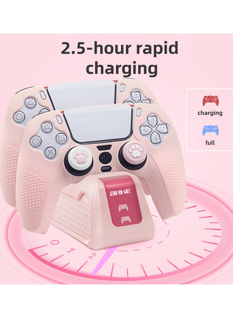 Exceed PS5 Controller Charging Station Pink| PS5 Controller Charger for PlayStation 5 DualSense Controller | USB Type C PS5 Charger Stand with LED Indicator - Image 2