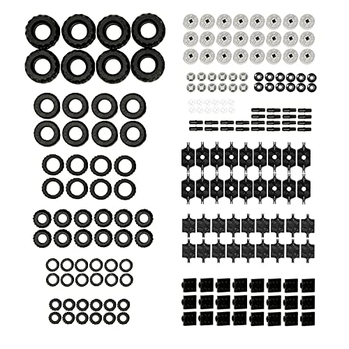 Barcaloo 144 Piece Wheels and Axles Sets Building Bricks Car Parts and Pieces Kit Car Building Set with Wheels Axles Windshields - Image 1