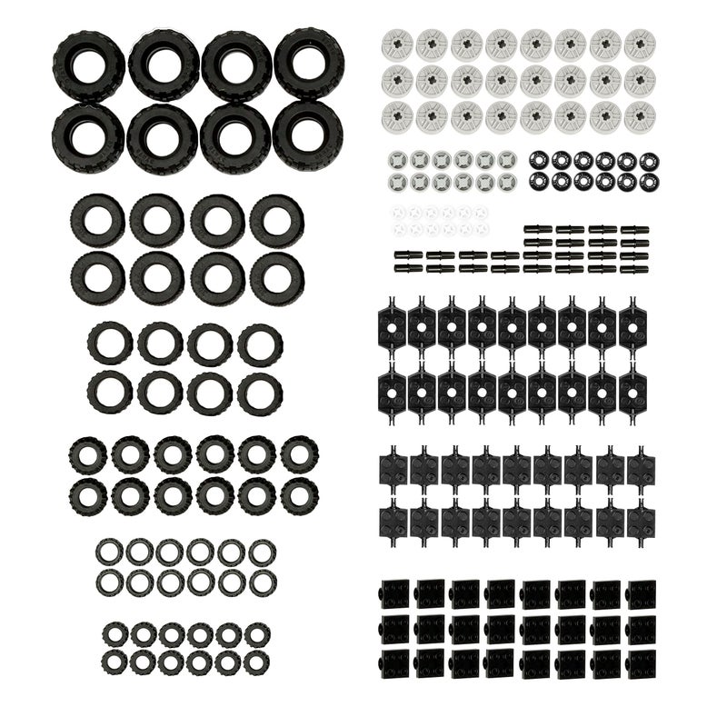 Barcaloo 144 Piece Wheels and Axles Sets Building Bricks Car Parts and Pieces Kit Car Building Set with Wheels Axles Windshields - Image 3
