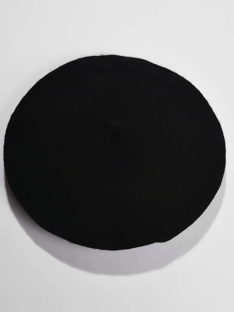 Haute Sauce Black Solid Vintage French Beret Hat