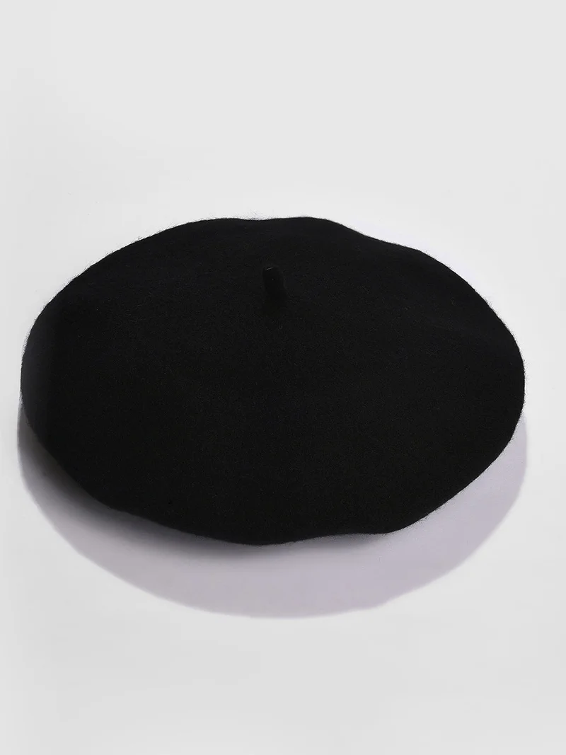 Haute Sauce Black Solid Vintage French Beret Hat