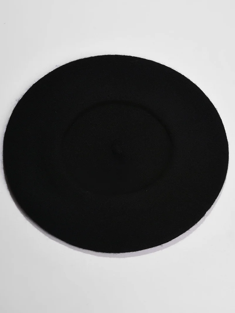 Haute Sauce Black Solid Vintage French Beret Hat