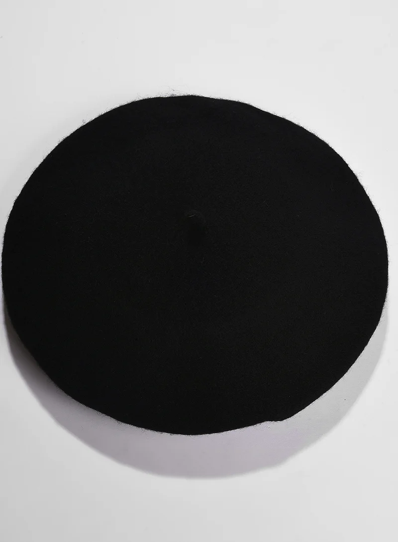 Haute Sauce Black Solid Vintage French Beret Hat