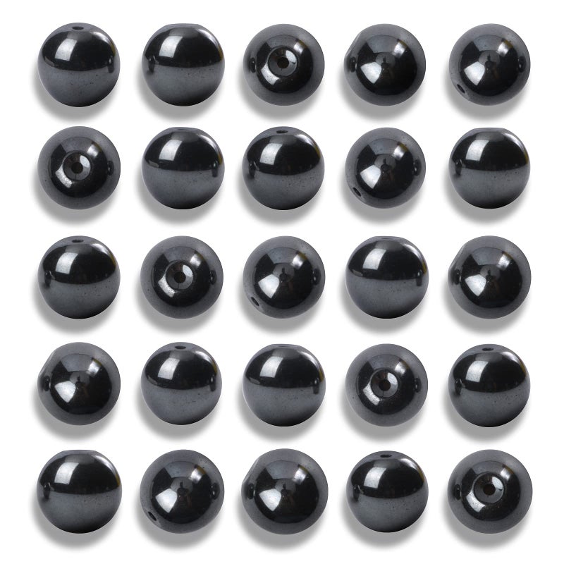 NITOPUPU 100Pcs 8mm Natural Smooth Black Hematite Beads Round Loose Stone Beads for Jewerly Making with Crystal Stretch Cord