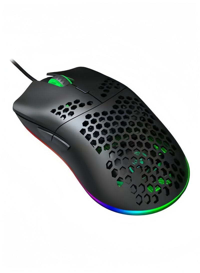 Halamodo Lightweight Honeycomb Wired Gaming Mouse with RGB Backlight, 6 Programmable Buttons, High-Precision Sensor, and Ergonomic Design for PC Gamers and Esports - Image 1