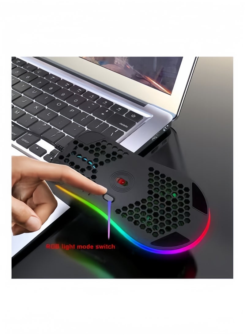 Halamodo Lightweight Honeycomb Wired Gaming Mouse with RGB Backlight, 6 Programmable Buttons, High-Precision Sensor, and Ergonomic Design for PC Gamers and Esports - Image 4