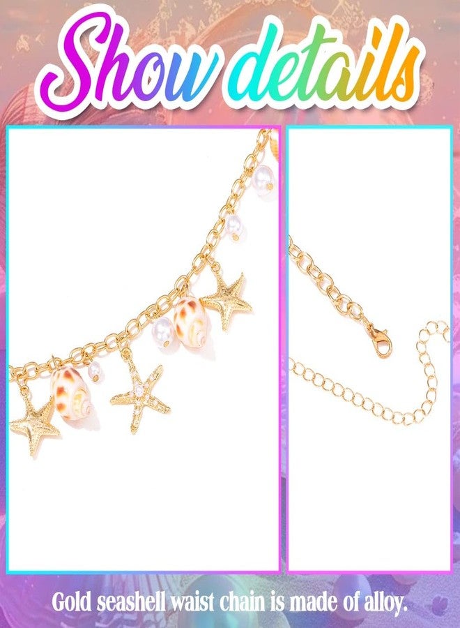 Nicute Seashell Belly Chain Gold Wasit Chain Starfish Shell Body Chain Summer Beach Bikini Body Jewelry for Women (Gold1) - Image 4