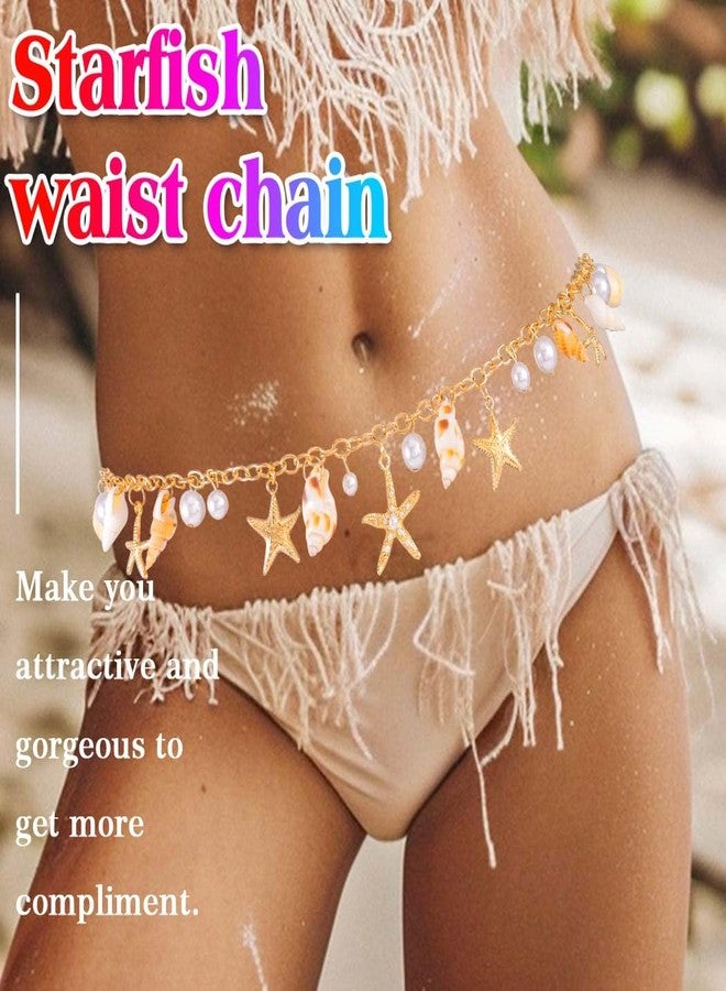 Nicute Seashell Belly Chain Gold Wasit Chain Starfish Shell Body Chain Summer Beach Bikini Body Jewelry for Women (Gold1) - Image 5