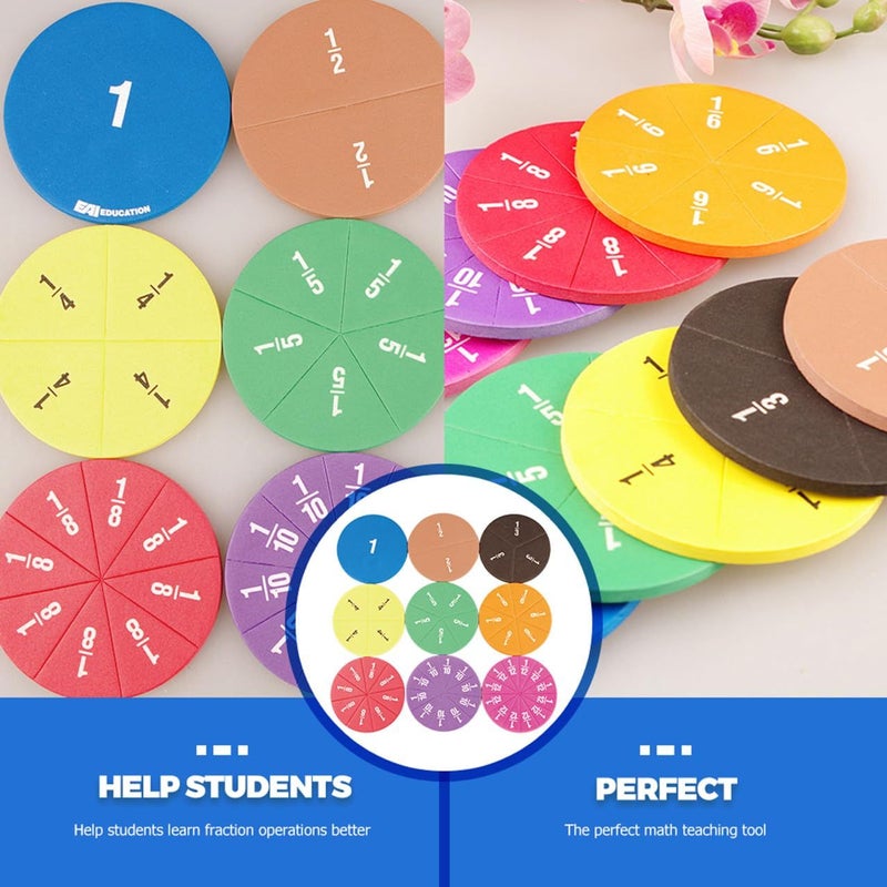 2 Sets Math Fraction Circles Manipulative Teaching Tool Educational Coded For Easy Understanding Elementary Classroom Activity - Image 5