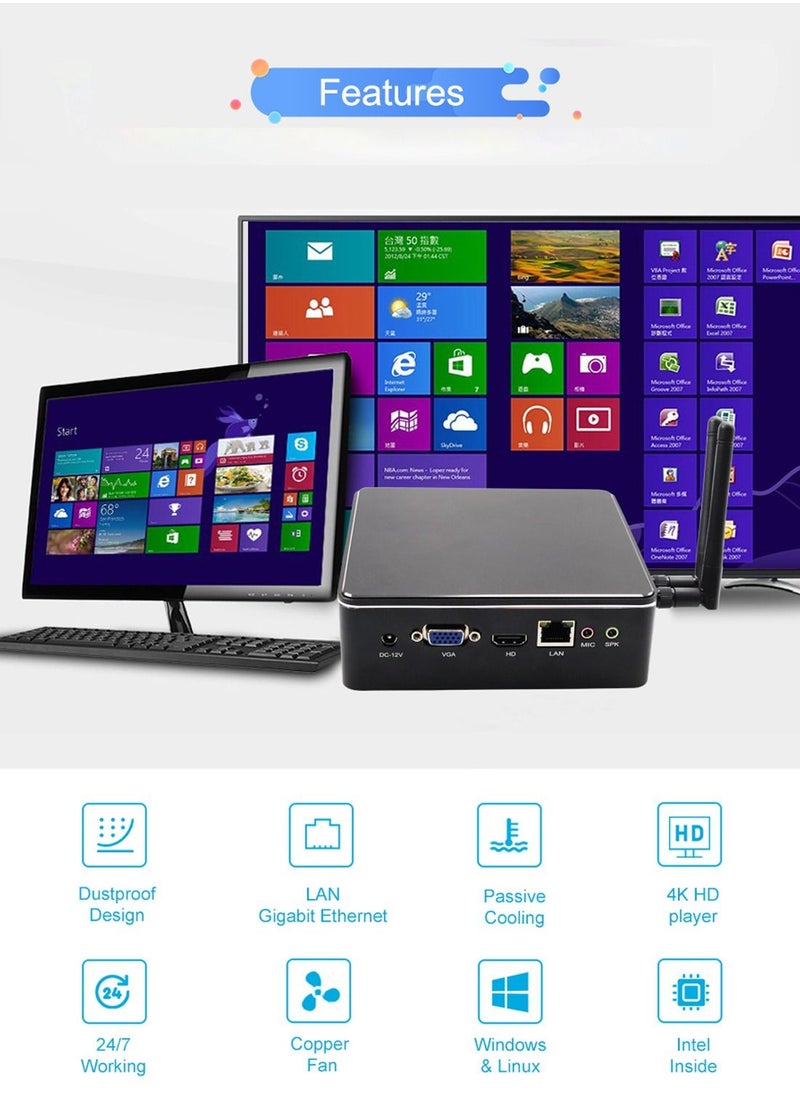 Generic - Mini Pc Intel Core i5-7267U Processor , Windows 10 Home Mini Desktop Computer With Hdmi,Rj45,Vga Port, 8 Gb ddr4,256 Gb Ssd,Gigabit Ethernet Dual Band Wifi Bluetooth,4K hd - Image 1