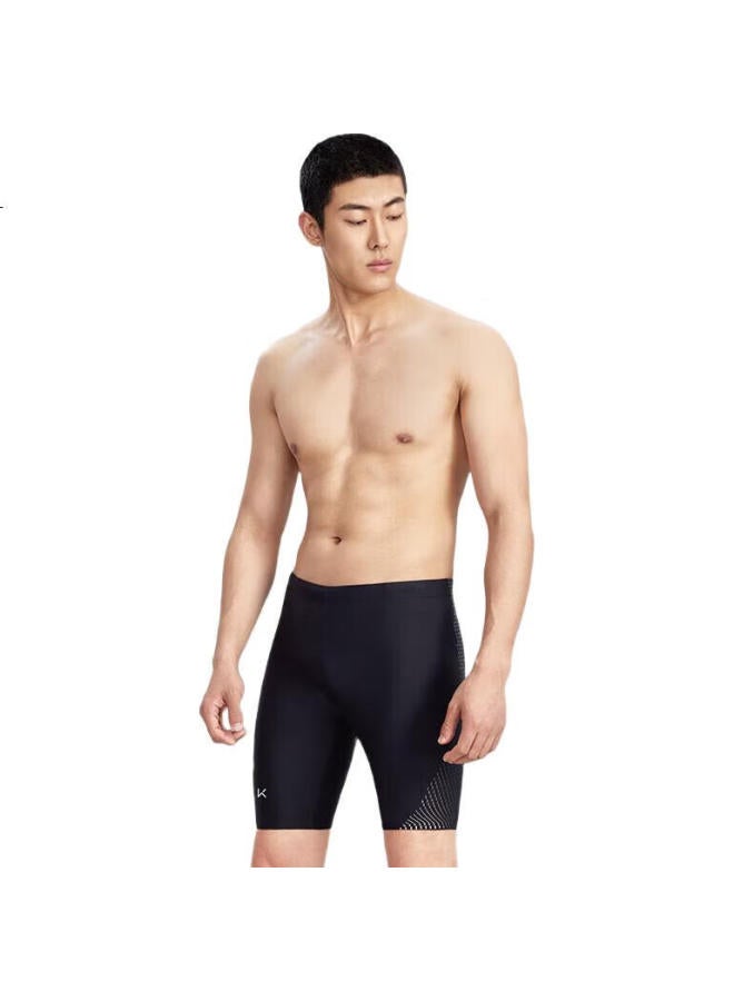 Keep Men'S Swim Trunks, Anti-Embarrassment Hot Spring Swimwear, Knee-Length, Plus Size, Professional Quick-Dry, Chlorine-Resistant Swimming Gear, Black, Xxxl - Image 1