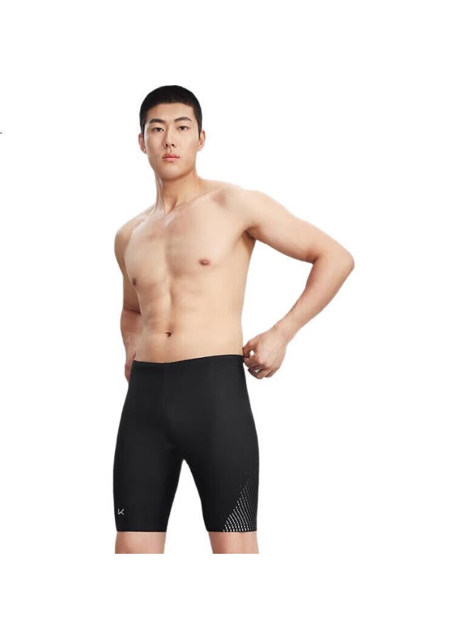 Keep Men'S Swim Trunks, Anti-Embarrassment Hot Spring Swimwear, Knee-Length, Plus Size, Professional Quick-Dry, Chlorine-Resistant Swimming Gear, Black, Xxxl - Image 2