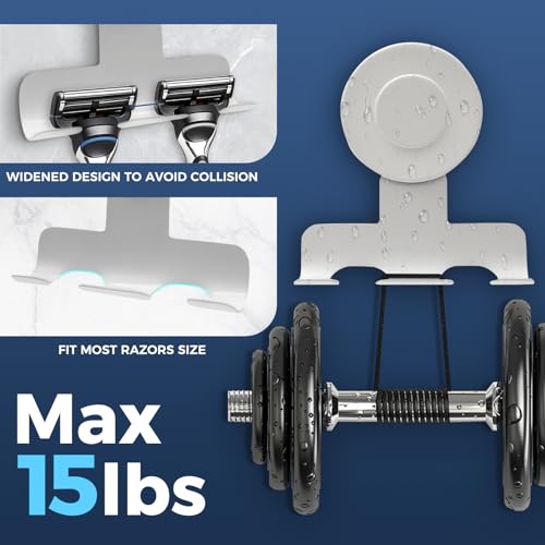 WingWider Suction Cup Razor Holder for Shower,Heavy-Duty 7KG Suction Hooks for Razor,Towel,Loofah,Removable Damage-Free Metal Shower Hook,Shaver Holder,2 Pack(Matte White) - Image 4