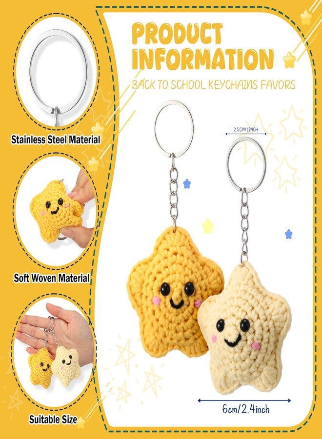 سوريو مجموعة شوريو المكونة من 24 قطعة من سلاسل مفاتيح كروشيه على شكل وجه مبتسم ونجمة، هدية تقدير للموظفين، حشوات جوارب عيد الميلاد لحقيبة المفاتيح والمحفظة وحقيبة اليد - Image 2