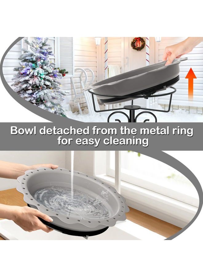 Jvgoo Heated Bird Bath, Powerful 100W Thermostat Control Heated Bird Baths for Outdoors for Winter with 5-Prong Metal Stake, Heated Birdbath Water Heater for Outside Garden Yard Patio Lawn (Grey) - Image 4