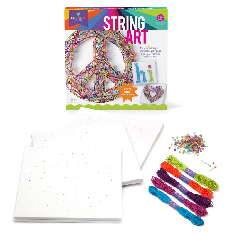 Craft Tastic كرافت-تاسك – فن الخيوط – مجموعة الحرف اليدوية تصنع 3 لوحات كبيرة – إصدار علامة السلام، رقم الموديل: CTE40 - Image 2